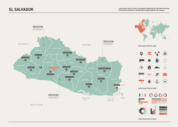 map el salvador country with division vector image