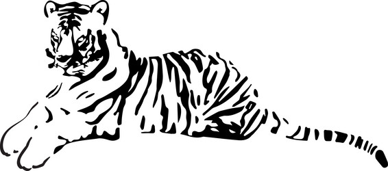 hand drawn lying tiger chinese symbol of the new vector image