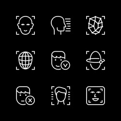 set line icons face id vector image