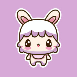 Cute rabbit kawaii chibi drawing style vector