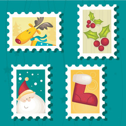 christmas stamps vector image