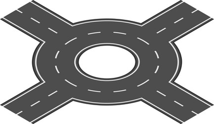 circular road intersection featuring four vector image