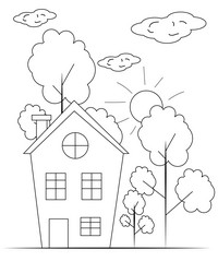 easy simple house coloring page modern art vector image