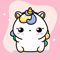 cute unicorn kawaii chibi drawing style vector image