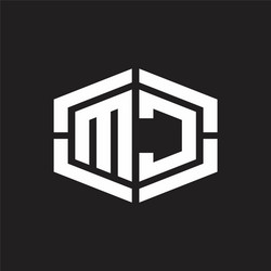 Mc logo monogram with hexagon shape and piece vector