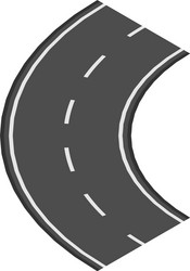 curved section of asphalt road with white dashed vector image