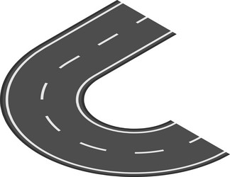 winding road with white dashed lines making a u vector image