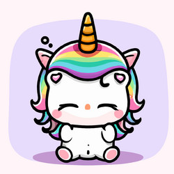 cute unicorn kawaii chibi drawing style vector image