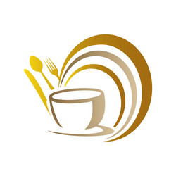 Food restaurant kitchenware logo spoon fork plate vector