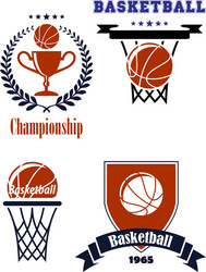 basketball sporting symbols or logos vector image