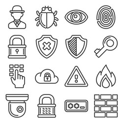 security icons on white background line style vector image