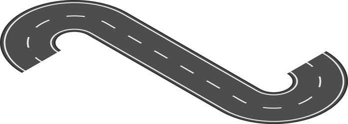 winding road curving in an s shape with white lane vector image