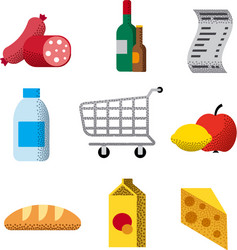 supermarket flat icons vector image