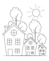 Easy simple house coloring page modern art vector