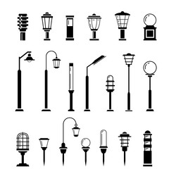 outdoor lights monochrome black line art icon vector image