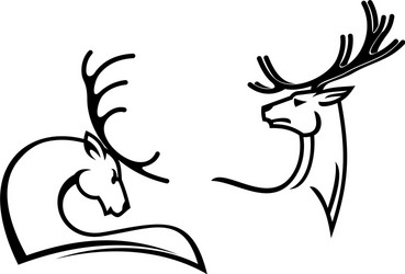 deers with big antlers vector image