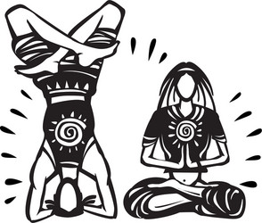 men and women practicing steam yoga vector image