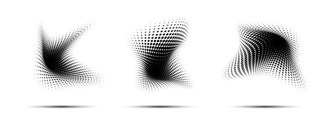 Fluid halftone shapes isolated on white vector