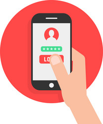 Arm hold mobile phone security vector