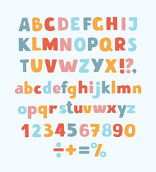 multicolored kids font letters numbers vector image