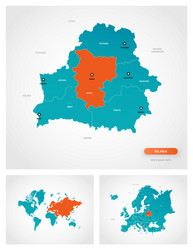 editable template map belarus with marks vector image