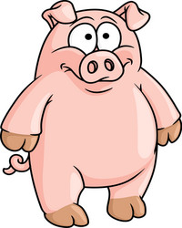 fat happy pink cartoon pig vector image