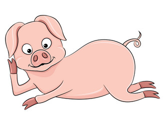 Cute pink pig vector