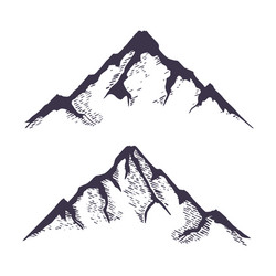 mountains set hand drawn rocky peaks vector image