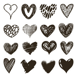 doodle hearts collection sketch heart love vector image