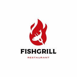 roasted fish grill logo icon vector image