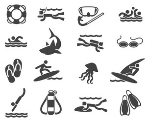 swimming and scuba diving icons vector image