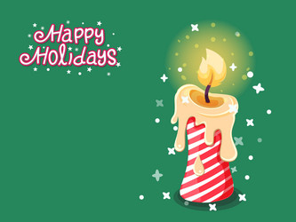 Christmas burning candle with happy holidays vector