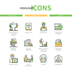 help and support - modern line design style icons vector image