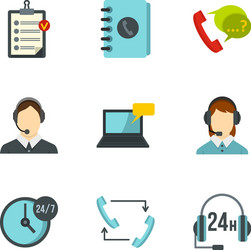 support help desk icons set flat style vector image