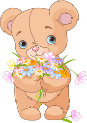 teddy bear giving bouquet vector image