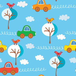 seamless cute cars winter pattern vector image