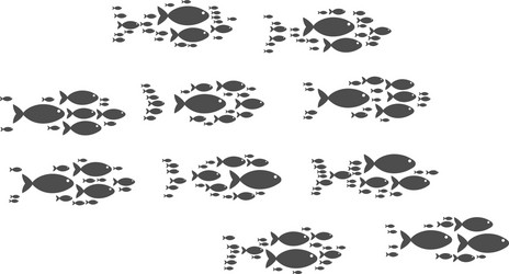 School of fish composition icons vector