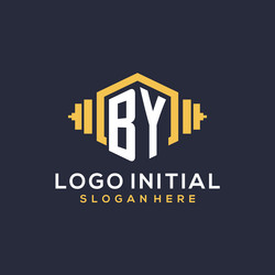 initial by logo design for fitness center vector image