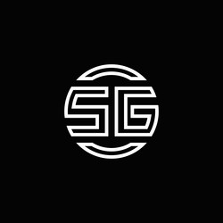 sg logo monogram with negative space circle vector image