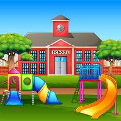 kids playground area in front school yard vector image