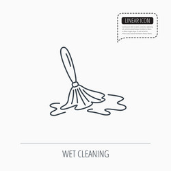 Wet cleaning icon clean-up floor tool sign vector