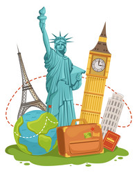 worldwide travel landmarks tourist journey vector image