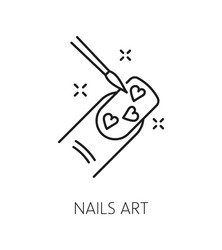 manicure service outline icon with nail art vector image