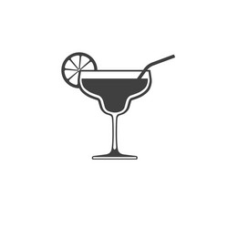 cocktail glass icon with lime and tube isolated vector image