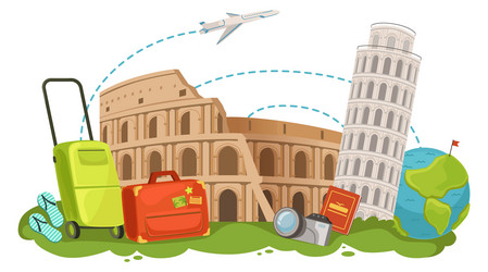 italian landmarks travel historical places vector image