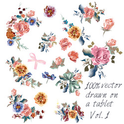 collection hand drawn flowers in watercolor style vector image