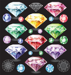 set of diamonds different colors vector image