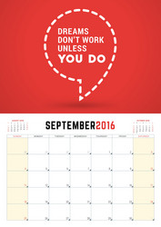 september 2016 wall calendar planner for year vector image