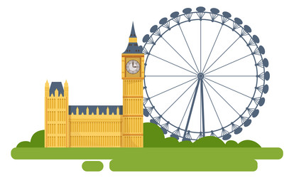 english landmarks icon cartoon historical places vector image