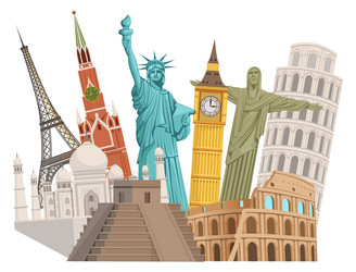 world travel tour landmarks tourist places icon vector image